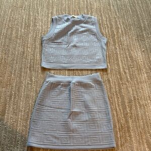 Blue knit 2 piece set small